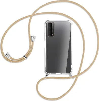 Produktbild von Handykette Backcover-Schutzhülle mit Band (Metall silberfarben) für Huawei P smart 2021 - caramel