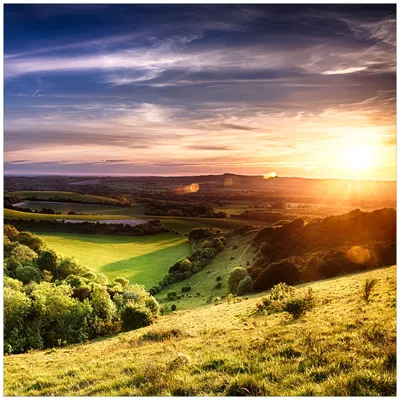 Produktbild von Wallario Sticker / Aufkleber für Kühlschrank / Geschirrspüler / Küchenschränke, selbstklebende Folie - 60 x 60 cm, Motiv: Farbenfroher Sonnenuntergang in England