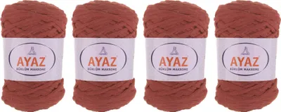 4 x 250g Büklüm Makrome Baumwollgarn ziegelrot