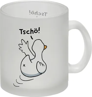Produktbild von Ente winkt zum Abschied Glas Tasse mit Spruch Tschö