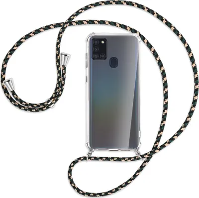 Produktbild von Handykette Backcover-Schutzhülle mit Band (Metall silberfarben) für Samsung Galaxy A21s - camouflage