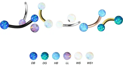Produktbild von Bauchnabelpiercing Chirurgenstahl Mini Bananabell SYNTHETISCHE OPALE Gold | Opalfarbe: Hellblau Stablänge: 12mm