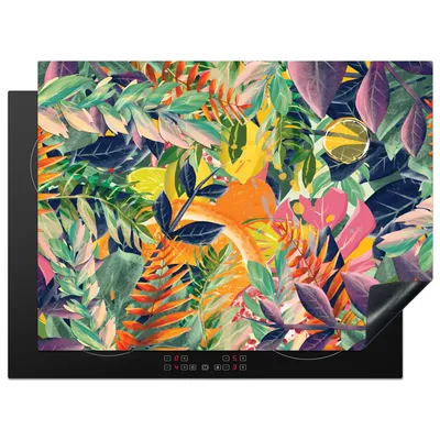 Produktbild von KitchenYeah© Herdabdeckplatte Blumen - Dschungel - Tropisch , 70x52cm, Küche Deko, Glaskeramikkochfeld Herdabdeckung, Abdeckplatte fùr Kochfeld