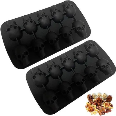 Produktbild von Famanu Eiswürfelformen Set 2 Stück 3D Schädel - Schwarz