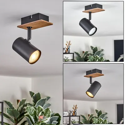 Produktbild von Colleferro moderne Deckenlampe aus Metall/MDF in Schwarz/Braun/Holzoptik