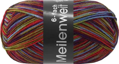 Produktbild von Lana Grossa - Meilenweit 6-fach 150g Multi 9721 helloliv hellrot violett hellblau pistazie