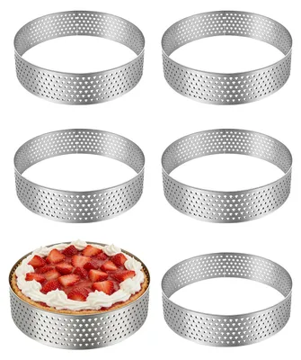 6 perforierte Dessertringe 10 cm, Edelstahl-Backringe