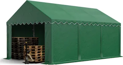 Produktbild von TOOLPORT Lagerzelt 4x6 m Zelthalle Unterstand Weidezelt PVC Plane 700 N wasserdicht in dunkelgrün