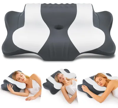 Image de Oreiller cervical - Mousse à mémoire de forme - Forme papillon - 10 cm / 13 cm - Douleurs cervicales