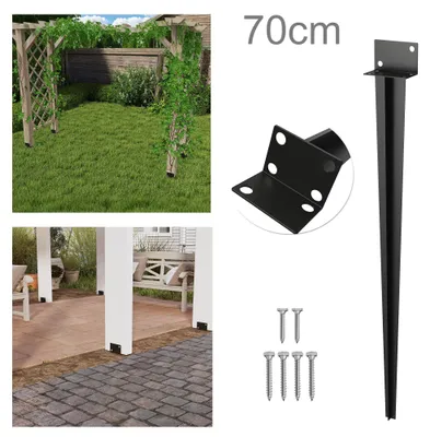 Obrázek produktu pro Držák sloupů UISEBRT, podzemní objímka 70 cm, sada 2 kusů, černá barva, pozinkovaná ocel. Sloupová objímka pro plot, pergolu, přístřešek bez použití betonu