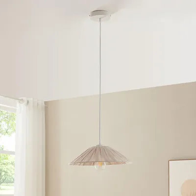 Immagine prodotto di Lampada a sospensione 'Bridge' con paralume in tessuto bianco / beige