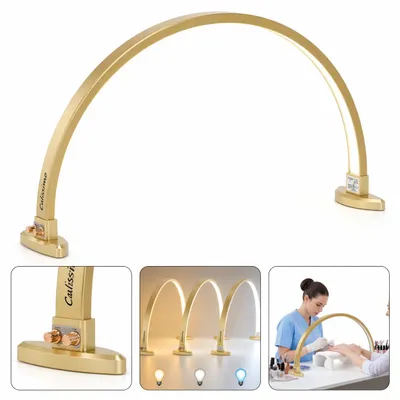 Produktbild von Kosmetiklampe ARCH Moon LED, schattenfreie Tischleuchte in Gold
