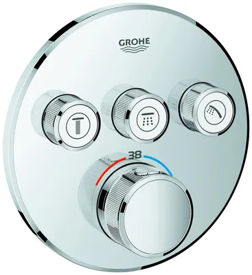 Produktbild von GROHE THERMOSTAT MIT 3 ABSPERRVENTILEN, Badewanne & Dusche, Drehventile, Metall, Chrom