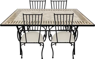Immagine prodotto di AXI Leonie Set Bistrot da Balcone, 4 Sedie 1 Tavolo, Set Bistrò Veranda Mosaico Beige Toscana - Set Bistro da Giardino, Tavolo Bistro per Giardino/Balcone/Terrazza