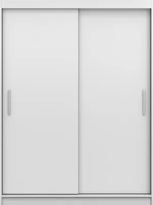 Produktbild von Wohnzimmerschrank, Kleiderschrank, Schwebetürenschrank 2-türig Schrank mit vielen Einlegeböden und Kleiderstange Gaderobe Schiebtüren Schlafzimmer - 150x200x61 cm - LARA 04 Weiß