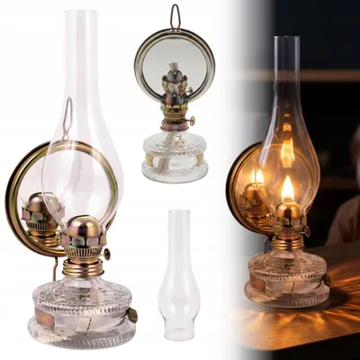 Produktbild von Petroleumlampe 35 cm 11' mit Spiegel Laterne Haus Garten Glasleuchte