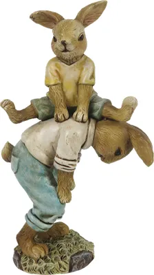 Produktbild von Clayre & Eef Figur Kaninchen 15 cm Braun Blau Polyresin