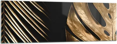 Produktbild von Bilder auf glas - Einteilig - Golden Blatt Monstera - 160x50cm - Glasbilder - Wandbilder - Bilder - zum Aufhängen bereit - Wanddekoration aus Glas - Glas Bilder - Wandbild auf Glas - GAB160x50-5028