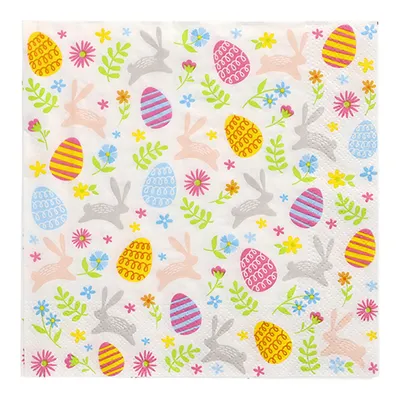 Produktbild von Servietten, 3-lagig 1/4-Falz 33 cm x 33 cm "Happy Easter"