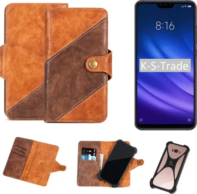 Produktbild von K-S-Trade Handyhülle Schutzhülle Bookstyle Case Wallet-Case kompatibel mit Xiaomi Mi 8 lite Cover Klapphülle Kantenschutz Smartphone dunkelbraun