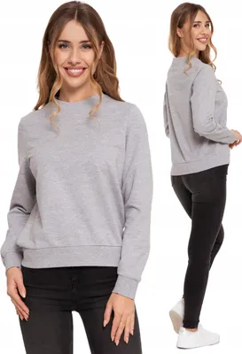 Produktbild von Damen Baumwoll Sweatshirt ohne Kapuze, Pullover Grau MORAJ L