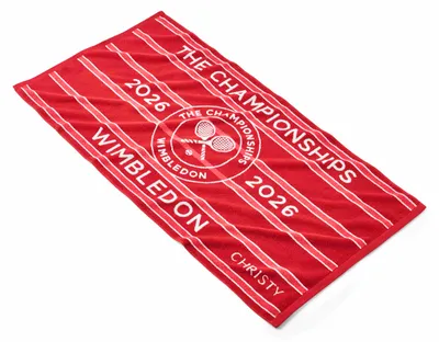 Produktbild von Christy Wimbledon The Championships 2026 offizielles Badetuch Strawberry Red 70 x 133 cm, 500 GSM Premium Baumwolle