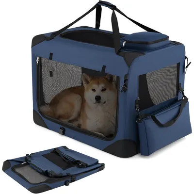 Produktbild von Tierbedarf, Hunde, Hundetransport, Hundetransportbox, Hundebox, Auto, Transportbox, faltbar, Größe L, 83,5 x 58 x 58 cm, Blau