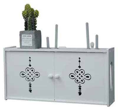 Wandregal für Router, weiße Kabelbox, 48x24x12 cm, Kunststoff