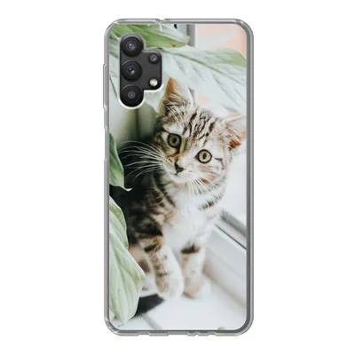 Produktbild von MuchoWow® Handyhülle Schutzhülle Hülle für Samsung Galaxy A32 5G Katze - Kätzchen - Pflanzen Silikon Softcase Handy Hülle - Softcase