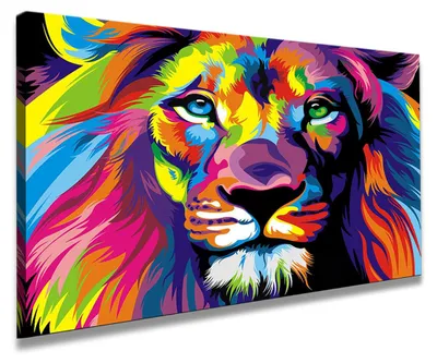 Produktbild von 4001 Bunter Löwe Leinwandbild 80x60 cm