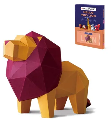 Obrázok produktu pre Sada na výrobu 3D origami – lev, vopred vyrezaný, darčeková sada, dekorácia do domácnosti, 16x10x12 cm