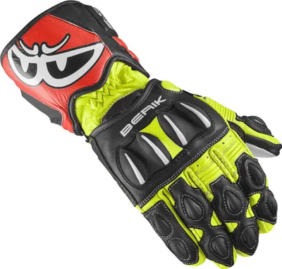 Zdjęcie produktu dla Rękawice motocyklowe Berik Thunar Evo, czarny/neon-żółty/neon-czerwony, S