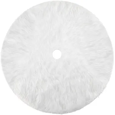 Image de Jupe de sapin de Noël blanche en Fourrure artificielle, 90 cm