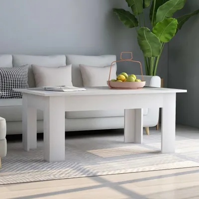 Image de The Living Store Table basse blanche 100x60x42 cm bois composite
