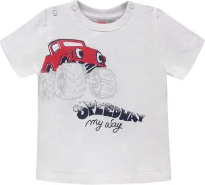 Produktbild von Kanz T-Shirt Gr. 68 mit Off-Road Rallye Motiv Print und Druckknöpfen am Halsausschnitt