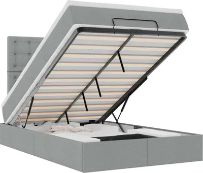Image de vidaXL Lit ottoman avec matelas gris clair 120x200 cm Tissu