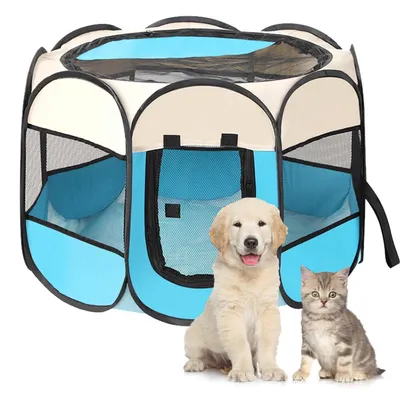 Immagine prodotto di Recinzione portatile per cani - Gabbia per cuccioli - Impermeabile - Adatta per interni/esterni - Adatta anche per gatti/conigli - Dimensioni: 91 x 91 x 58 cm