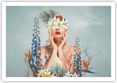 Produktbild von Poster - Poster ohne Rahmen - Surreal Frau Blumen - 100x70 cm - Wand Bild - Wanddeko - Wandbilder - Kunstposter - Wandposter - Bilder - Kunstdruck - Wanddekoration - Wandbild - P2XAA100x70-4818