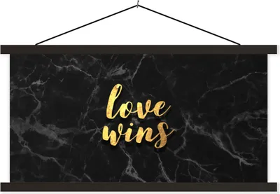 Produktbild von MuchoWow® Textilposter Zitat - Liebe - Marmor - Gold 60x30 cm mit schwarzem Rahmen - Textilien