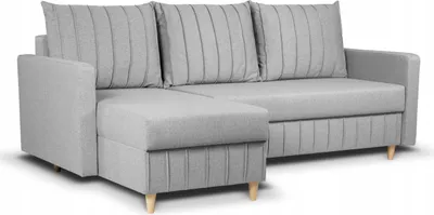 Zdjęcie produktu dla Sofa z funkcją spania - Narożnik - 224 x 98 x 146 cm - ze schowkiem - Jasnoszary - Zestaw sof - Nowoczesny design - CANNY