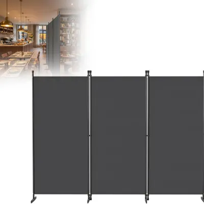 Produktbild von LZQ Paravent Raumteiler 3-teilig 240x180 cm Hellgrau Freistehend Faltbar Große Faltwand – Sichtschutz für Schlafzimmer Wohnzimmer Büro – Spanische Wand