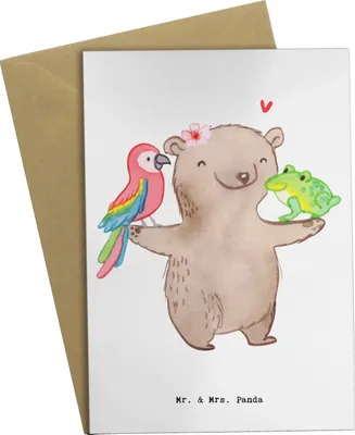 Produktbild von Mr. & Mrs. Panda Klappkarte Tierwirtin Herz - Weiß - Geschenk, osterkarten, Schweine, Bauernhof, osterkarte, Bäuerin, babykarte, einladungskarten, Tiere, dankeskarten