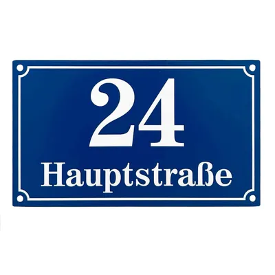 Produktbild von Hausnummer 14x24 cm mit Wunschtext – Personalisiert mit dem Ort/Straßennamen und Nummer - Wetterfest Addressschild mit Gravur