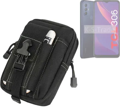 Produktbild von K-S-Trade Gürtel Tasche kompatibel mit TCL 306 Gürteltasche Holster Schutz Hülle Handy Hülle Smartphone outdoor Handy-Hülle schwarz Zusatzfächer