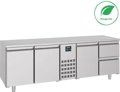 Image de Comptoir réfrigéré 700 à 3 portes et 2 tiroirs, monobloc