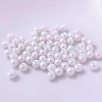 Zdjęcie produktu dla Koraliki szklane - okrągłe - 20 g - 6 mm - białe