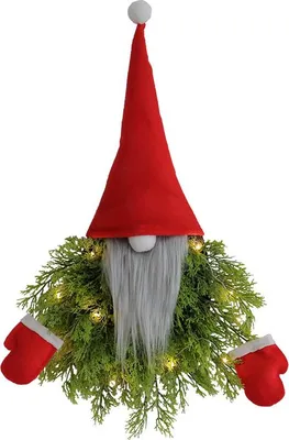 Produktbild von Künstlicher Weihnachtskranz, hängender Wichtel Kranz mit Licht, Weihnachtskranz aus Kiefer und Fichte, hängender Wichtelkranz, Deko für Fenster, Wand