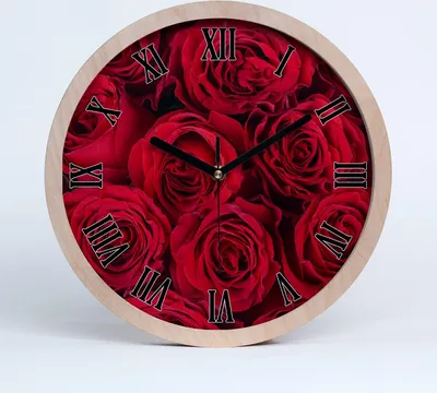 Produktbild von Holzuhr 30fi cm wanduhr - schwarze Spitzen - Rosen