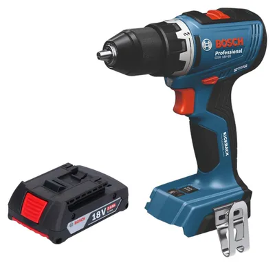 Immagine prodotto di Bosch GSB 18V-65 Trapano a percussione professionale a batteria 18 V 65 Nm senza spazzole + 1 batteria ricaricabile 2,0 Ah - senza caricabatterie