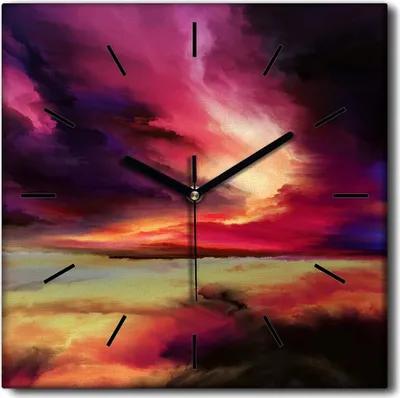 Produktbild von Coloray Uhr auf Leinwand 30x30 cm Wand Uhr Dekoration Wohnzimmer Segeltuch schwarze Hände -Abstraktionslandschaft.